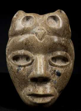 A Fine and lovely Teotihuacan Human/Owl Maskette, Teotihuacan, C. 450 to 650 AD.; Mexico