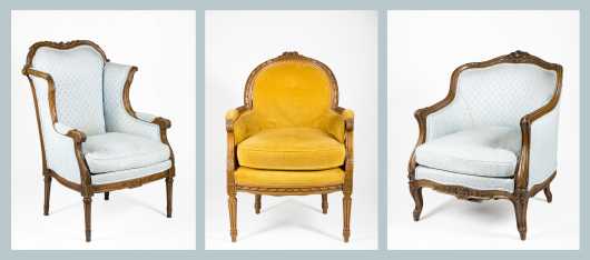 Three Custom Armchairs in the French Style
