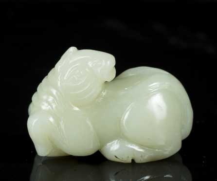 Chinese Carved Jade Resting Horse 19thC or possibly earlier