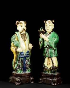 Pair of Chinese Ming Standing Pottery Figures