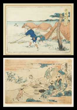 Two Katsushika HoKusai colored Block Prints C1802