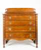 NH Wavy Birch Empire Chest of Four Drawers E19thC