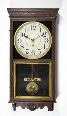 Oak Case "Sessions" Regulator Wall Clock Conn E 20thC