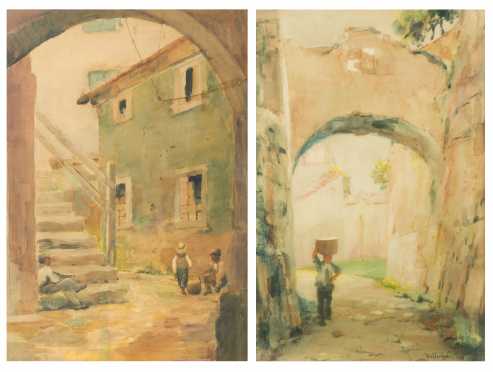 Arrah Lee Gaul, PA (1883-1980)- pair of watercolor paintings