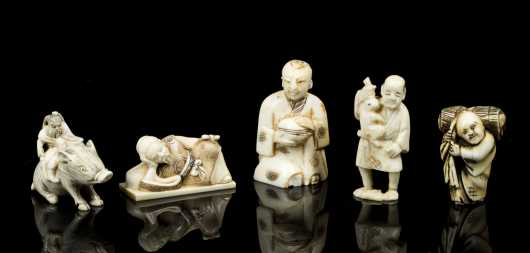 Five Japanese Netsuke and Other Carvings