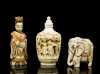 Three Chinese Carved Containers, 19thC ivory