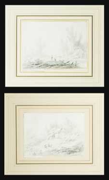 Pair of Pencil Drawings Jean Baptiste Pillement, French (1728- 1808)
