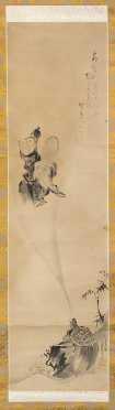 Japanese Ink on Paper Scroll Early 20thC