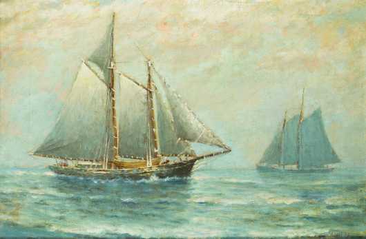 James J. McAuliffe, Mass. (1848 - 1926)- oil on canvas painting