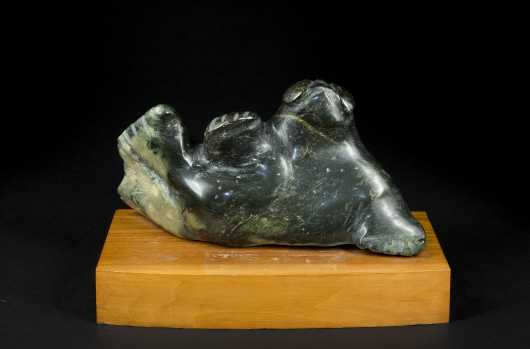 Inuit Carved Stone Lounging Walrus