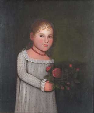 Zedekiah Belknap oil on wooden panel of a young girl