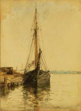 Bertha Everfield Perrie, watercolor painting of a sailing ship