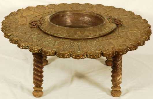 Hammered Bronze Brazier Table