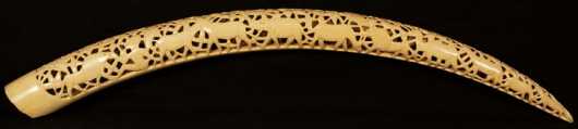 Large Carved African Elephant Tusk