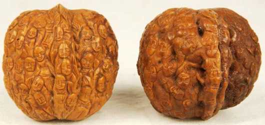 Two Chinese Walnut Shell Carvings