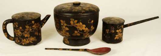 Four Japanese Lacquer Tea and Rice Servers