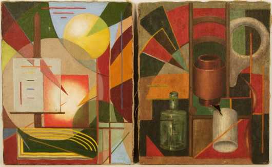 Cliff Brandt,  2 cubist style paintings,