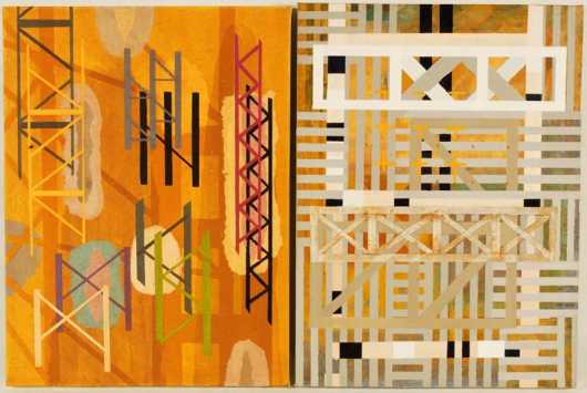 Charles Hustwick, pair of abstract paintings