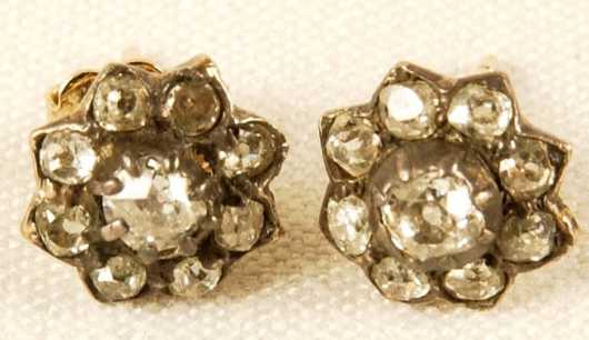 Pair Of Diamond Cluster Earrings