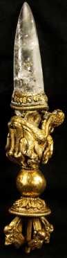17th/18th Century Tibetan Purba/Kila Dagger, Gold and Quartz