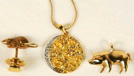 Three Yellow Gold Charms