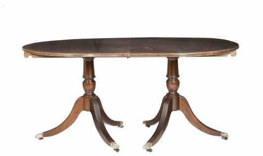 Mahogany Regency Style Double Pedestal Dining Table