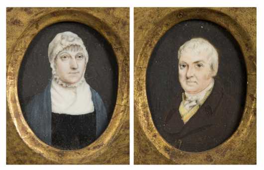 Pair of Miniature Portrait Paintings on Ivory