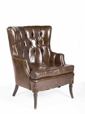 Leather Upholstered Wing Chair