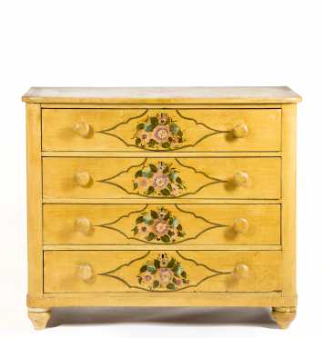 English Paint Decorated Four Drawer Chest