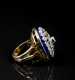 14kt. Yellow and White Gold with Blue Enamel and Diamond Ring