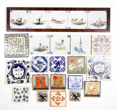 Lot of 25 Dutch Delft and Misc Tiles