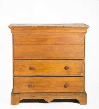 NE Pine 18thC Blanket Chest With Two Drawers