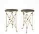 Pair of Brass And Round Marble Top Tables
