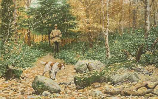 A B Frost Hunting Lithograph