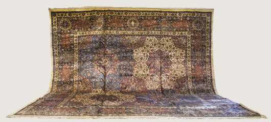 Cotton and wool Mashad Room Size Oriental Rug
