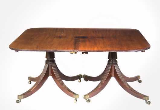 English Regency Mahogany Two Pedestal Dining Table