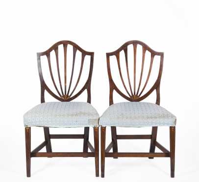 Pair of NE Hepplewhite Shield Back Side Chairs