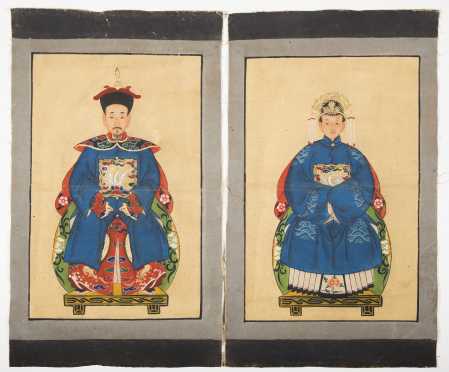 Pair of Chinese Ancestral Paintings