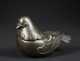 Japanese Bronze Bird Form Incense Burner and Three Handled Modern Glazed stoneware Pot