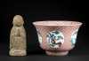 Chinese Famille Vert Damaged Bowl and an Early Stone Deity