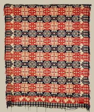 Isaac Brubaker 1836 Eagle Decorated Jacquard Coverlet