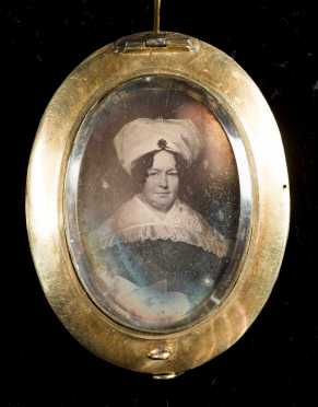 Woven Hair and Daguerreotype Brooch