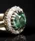 Emerald and Diamond unmarked Yellow Gold Cluster Ring