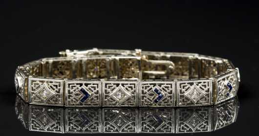 14kt. Gold and Platinum Bracelet with Diamonds and Sapphires