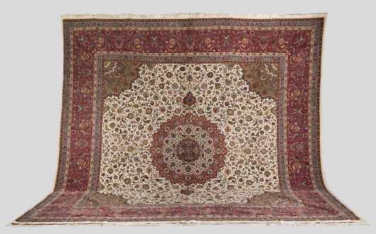 Silk and Wool Tabriz Room Size Oriental Rug