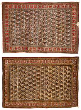 Two Similar Qum Scatter Size Oriental Rugs