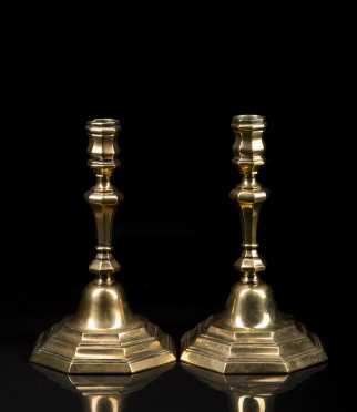 Pair of Brass French Candlesticks
