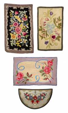 Lot of Four Hooked Rugs