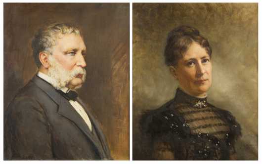Portraits of Lucy and Francis Schroder by T.W. Wood, NY (1823-1903) and Carle Blenner, NY (1862-1952)