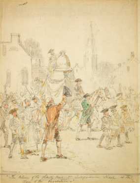 Hand Colored Drawing of 18th/ 19thC Celebration